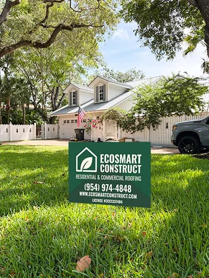 Aerial view South Florida neighborhood rooftops EcoSmart Construct